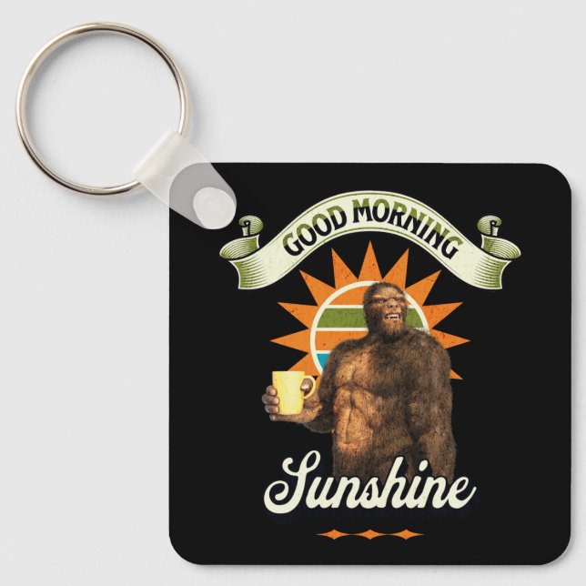 Rolig Bigfoot Kaffe Morgonhumor Nyckelring (Framsida)