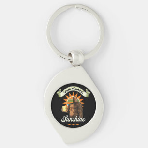 Rolig Bigfoot Kaffe Morgonhumor Swirl Silverfärgad Nyckelring