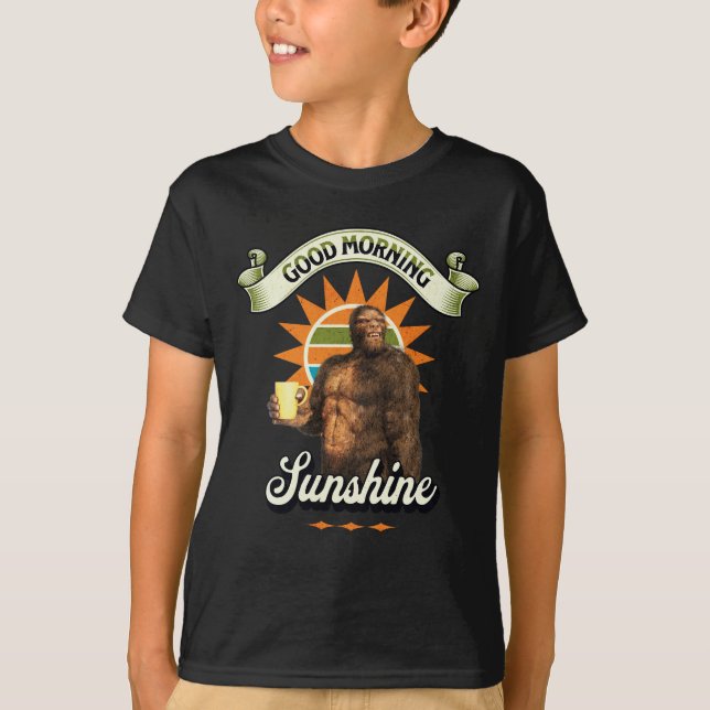 Rolig Bigfoot Kaffe Morgonhumor T Shirt (Framsida)