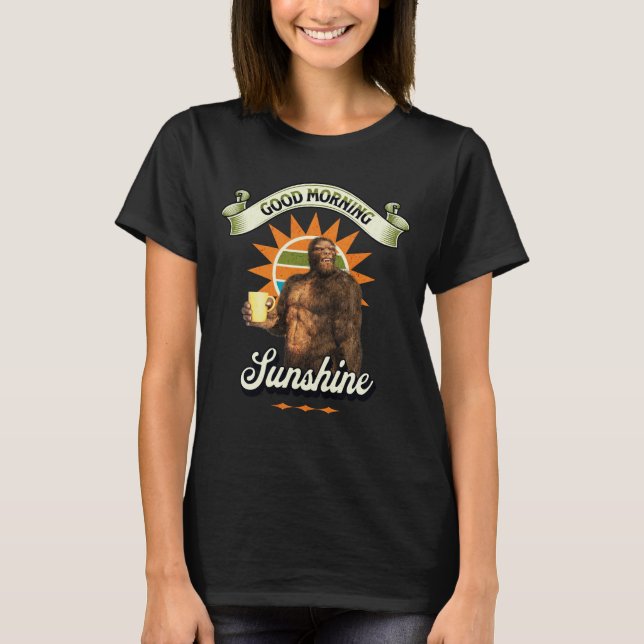 Rolig Bigfoot-Kaffe Morgonhumor T Shirt (Framsida)