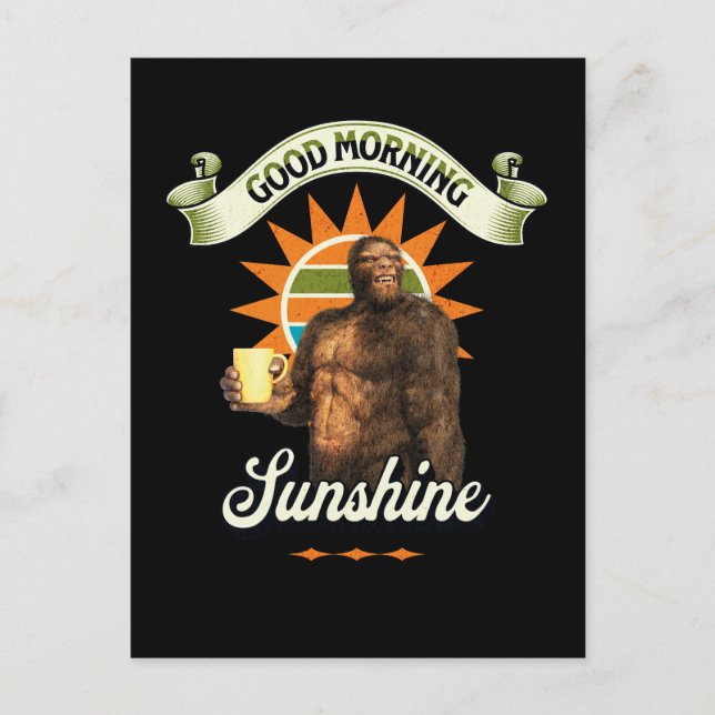 Rolig Bigfoot Kaffe Morgonhumor Vykort (Framsida)