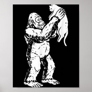 Rolig Bigfoot Katt Sasquatch Kitty Söt Alla Hjärta Poster