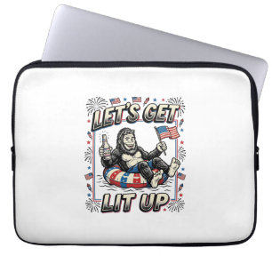 Rolig Bigfoot Låt Oss Få Ljus Patriotisk Laptop Fodral