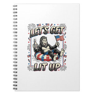 Rolig Bigfoot Låt Oss Få Ljus Upp Patriotisk Anteckningsbok