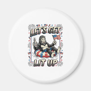 Rolig Bigfoot Låt Oss Få Ljus Upp Patriotisk Magnet