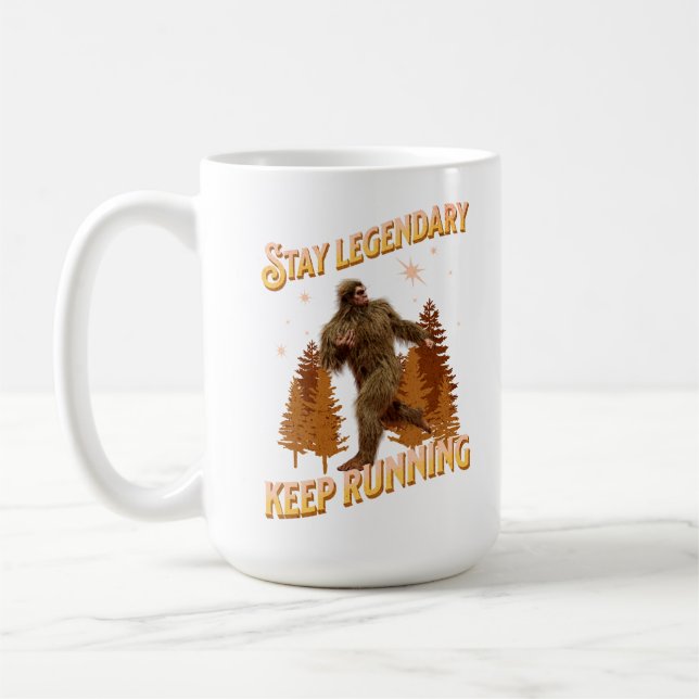Rolig Bigfoot Löp Motivation Kaffemugg (Vänster)