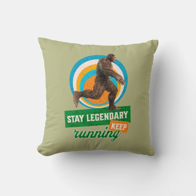 Rolig Bigfoot Löp Motivation Kudde (Framsida)