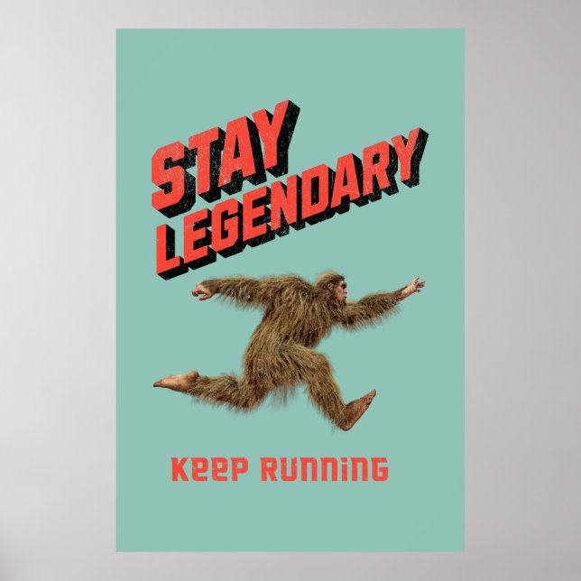Rolig Bigfoot Löp Motivationsbild Poster (Framsidan)
