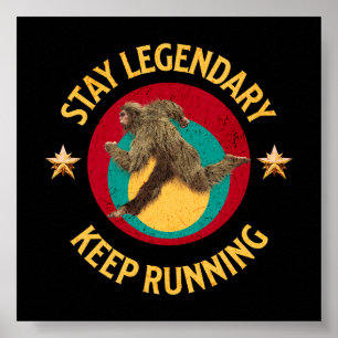 Rolig Bigfoot Löp Motivationsbild Poster