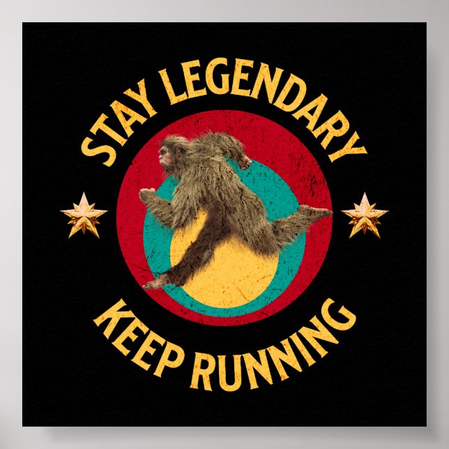 Rolig Bigfoot Löp Motivationsbild Poster (Framsidan)
