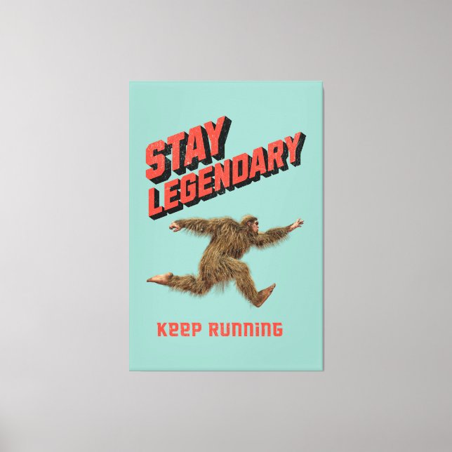 Rolig Bigfoot Löpande Motivation Canvastryck (Framsida)