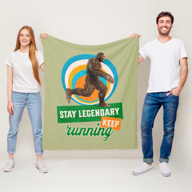 Rolig Bigfoot Löpande Motivation Fleecefilt (På plats)