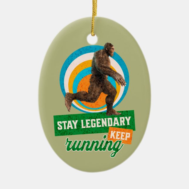 Rolig Bigfoot Löpande Motivation Julgransprydnad Keramik (Framsidan)