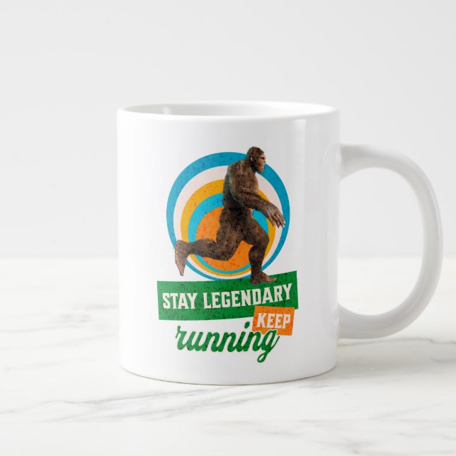 Rolig Bigfoot Löpande Motivation Jumbo Mugg (Höger)