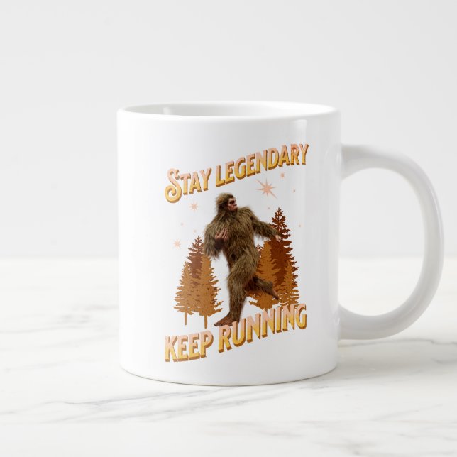 Rolig Bigfoot Löpande Motivation Jumbo Mugg (Höger)