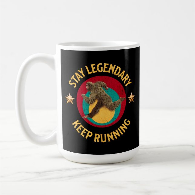 Rolig Bigfoot Löpande Motivation Kaffemugg (Vänster)