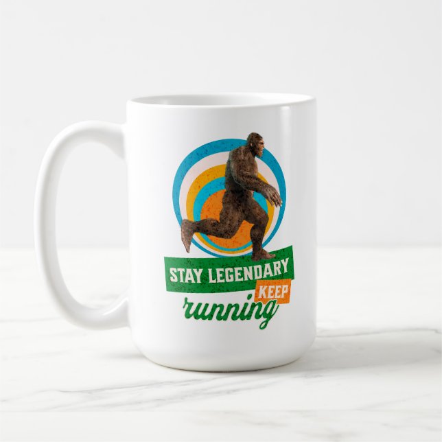 Rolig Bigfoot Löpande Motivation Kaffemugg (Vänster)