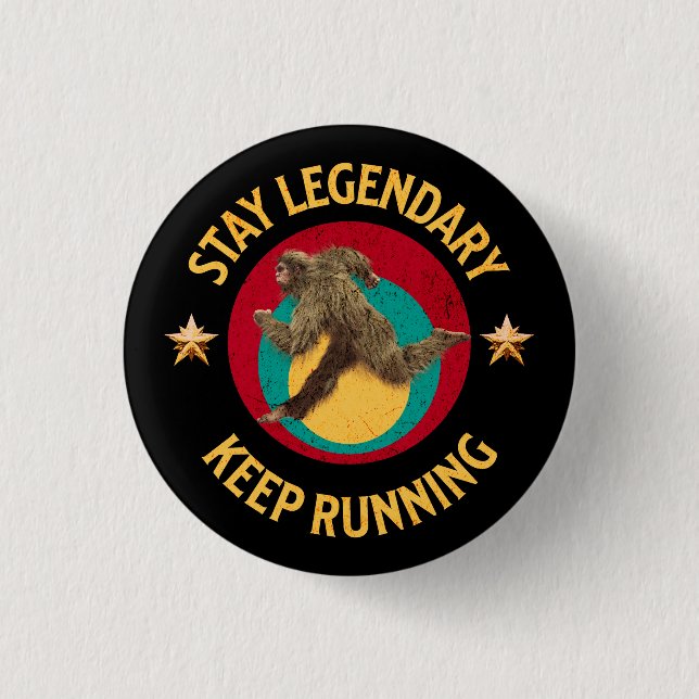 Rolig Bigfoot Löpande Motivation Knapp (Framsida)