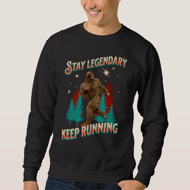 Rolig Bigfoot Löpande Motivation Lång Ärmad Tröja (Framsida)