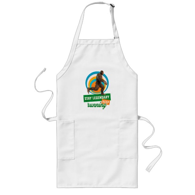 Rolig Bigfoot Löpande Motivation Långt Förkläde (Framsidan)