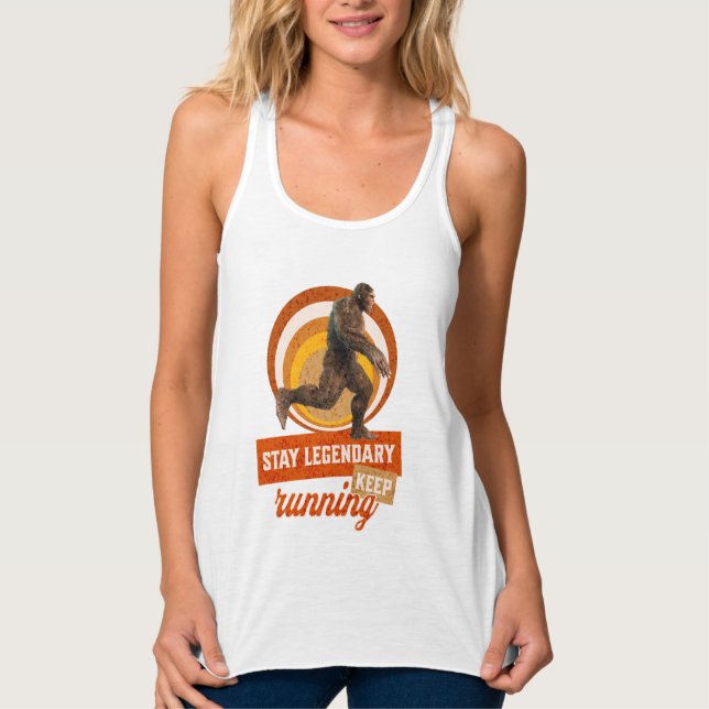 Rolig Bigfoot Löpande Motivation Linne Med Racerback (Framsida)
