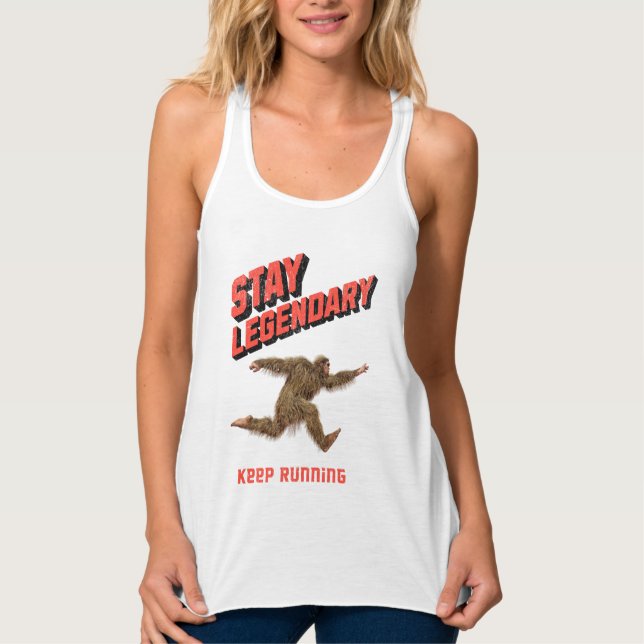 Rolig Bigfoot Löpande Motivation Linne Med Racerback (Framsida)