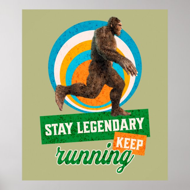 Rolig Bigfoot Löpande Motivation Poster (Framsidan)
