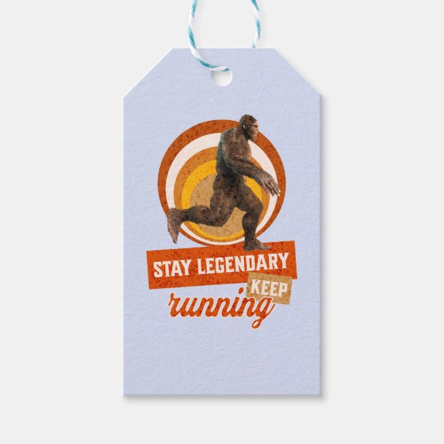 Rolig Bigfoot Löpande Motivation Presentetikett (Framsidan)