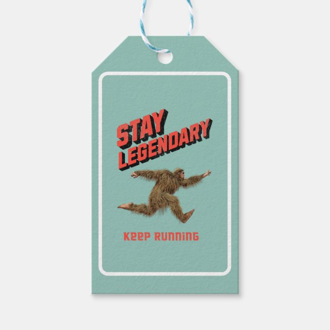 Rolig Bigfoot Löpande Motivation Presentetikett (Framsidan)