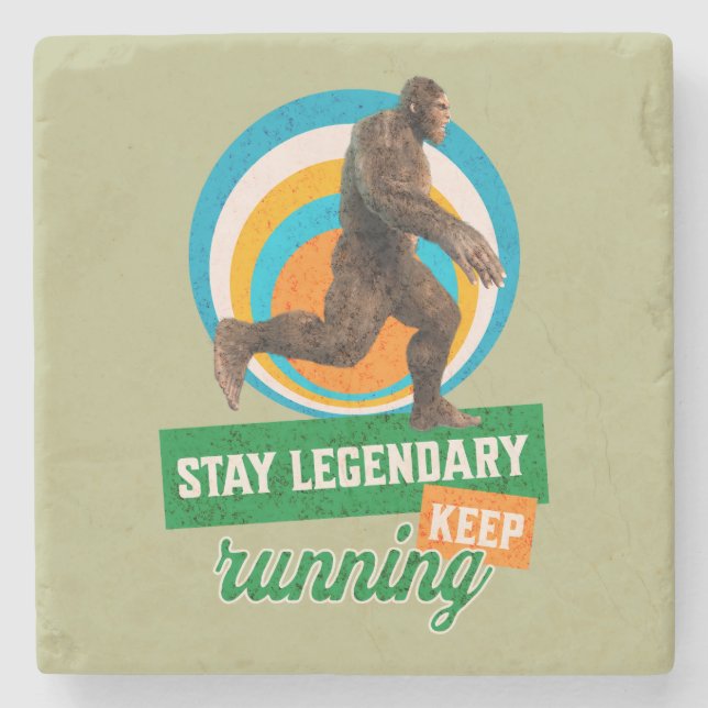 Rolig Bigfoot Löpande Motivation Stenunderlägg (Framsidan)