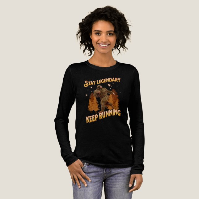 Rolig Bigfoot Löpande Motivation T Shirt (Hel framsida)