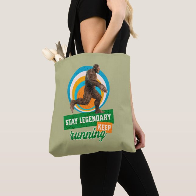 Rolig Bigfoot Löpande Motivation Tygkasse (Närbild)