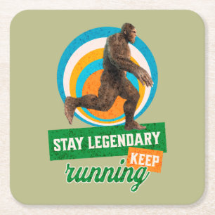 Rolig Bigfoot Löpande Motivation Underlägg Papper Kvadrat