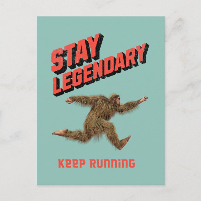 Rolig Bigfoot Löpande Motivation Vykort (Framsida)