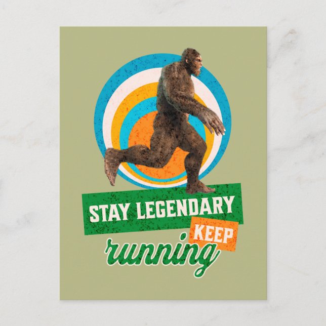 Rolig Bigfoot Löpande Motivation Vykort (Framsida)