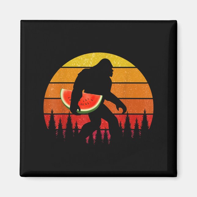 Rolig Bigfoot med vattenmelon skiva melon sommar Magnet (Framsidan)