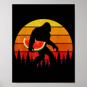Rolig Bigfoot med vattenmelon skiva melon sommar Poster