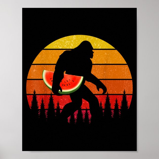 Rolig Bigfoot med vattenmelon skiva melon sommar Poster (Framsidan)