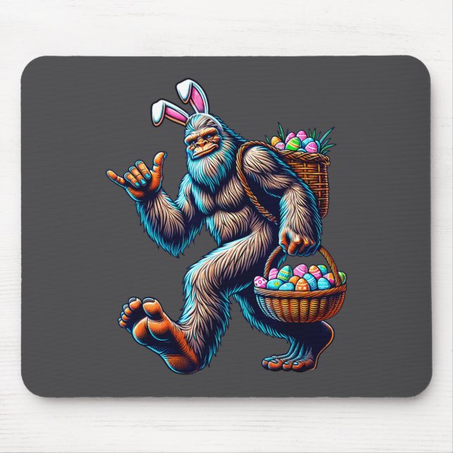 Rolig Bigfoot Påskharen - Sasquatch Med Påsk Musmatta (Framsidan)