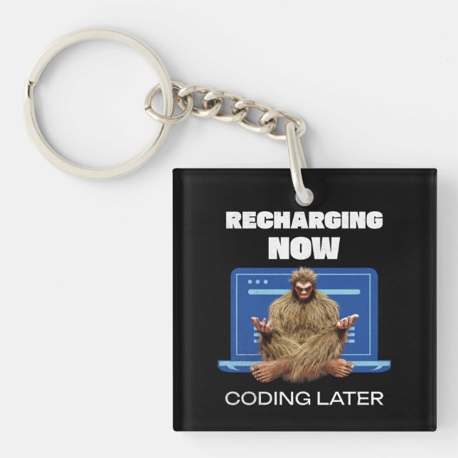 Rolig Bigfoot-programmerare laddar kodning senare (Framsidan)