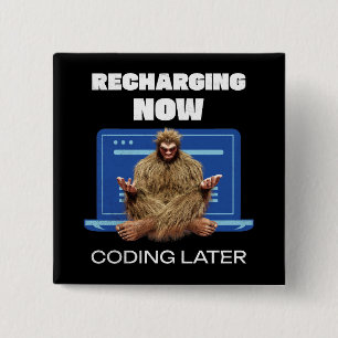 Rolig Bigfoot-programmerare laddar om kodning sena Knapp