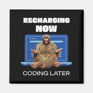 Rolig Bigfoot-programmerare laddar om kodning sena Magnet