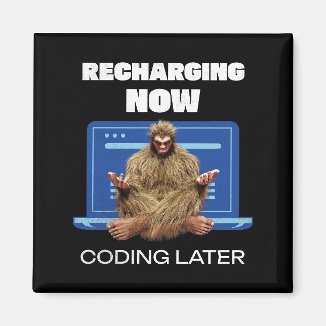 Rolig Bigfoot-programmerare laddar om kodning sena Magnet (Framsidan)