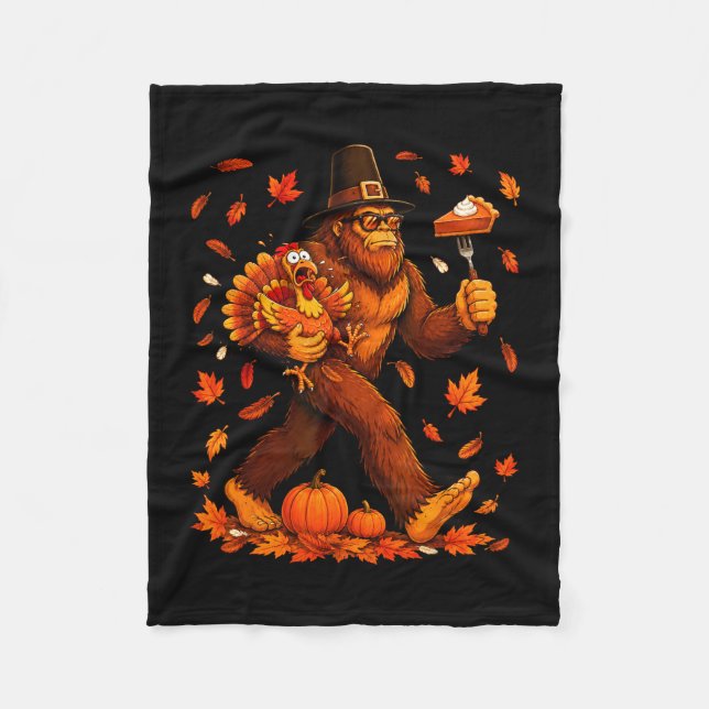 Rolig bigfoot pumpapårtaj tackgivelse sasquatch fleecefilt (Framsidan)