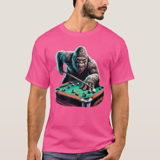 Rolig Bigfoot Sasquatch Biljard Pool Spelare Män T Shirt