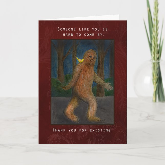 Rolig Bigfoot Sasquatch kärleksjubileum  Kort (Framsida)