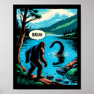 Rolig Bigfoot Sasquatch Loch Ness Monster Introver Poster