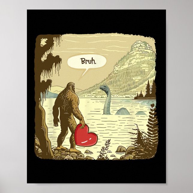 Rolig Bigfoot Sasquatch Loch Ness Monster Rolig Ha Poster (Framsidan)