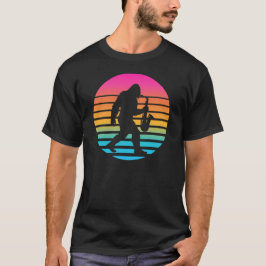 Rolig Bigfoot-Saxofon Retro-Solnedgångsdesign T Shirt