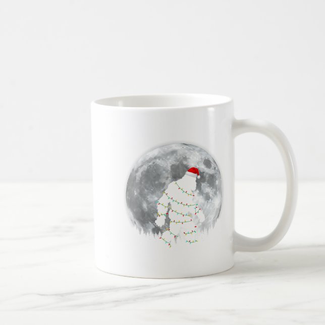 Rolig Bigfoot Tomte Måne Jul Belysning Xmas Sas Kaffemugg (Höger)